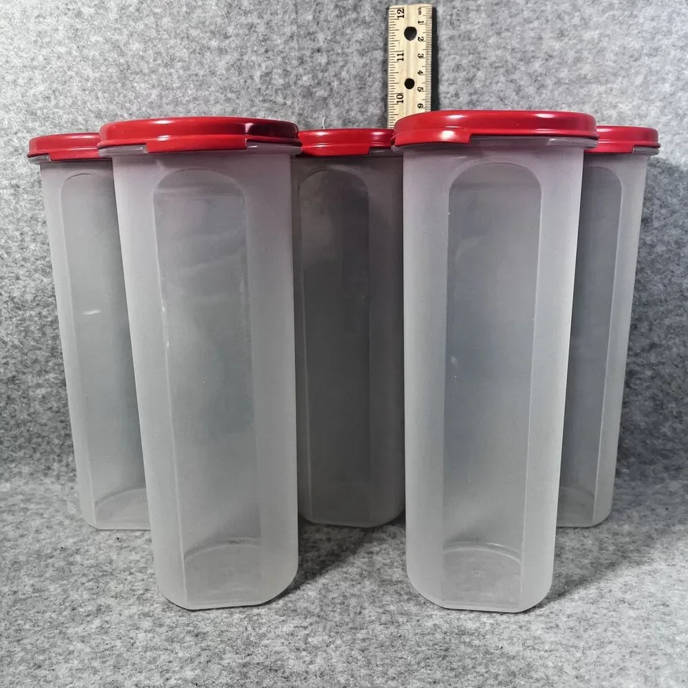 Tupperware Modular Mate Oval 4 Containers Set of 5 Red Lids 890ml Pantry Storage